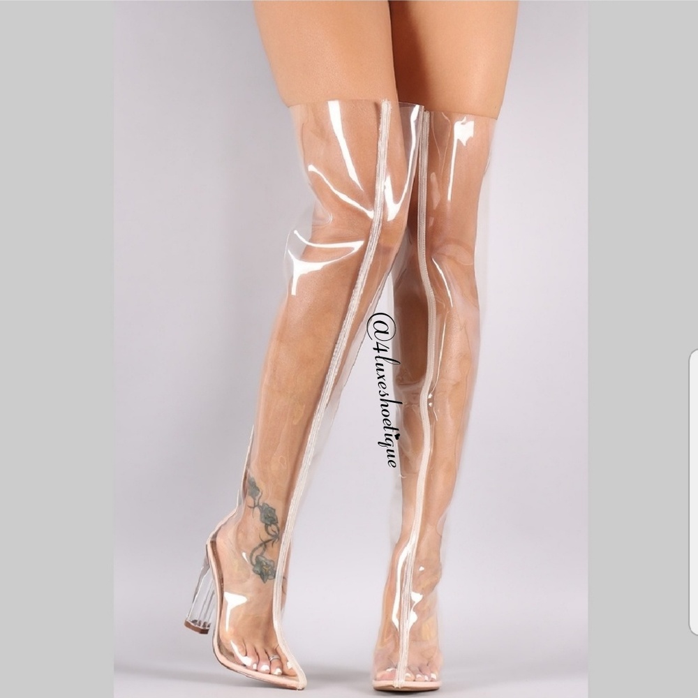 NEW Clear and Nude Over the knee boots